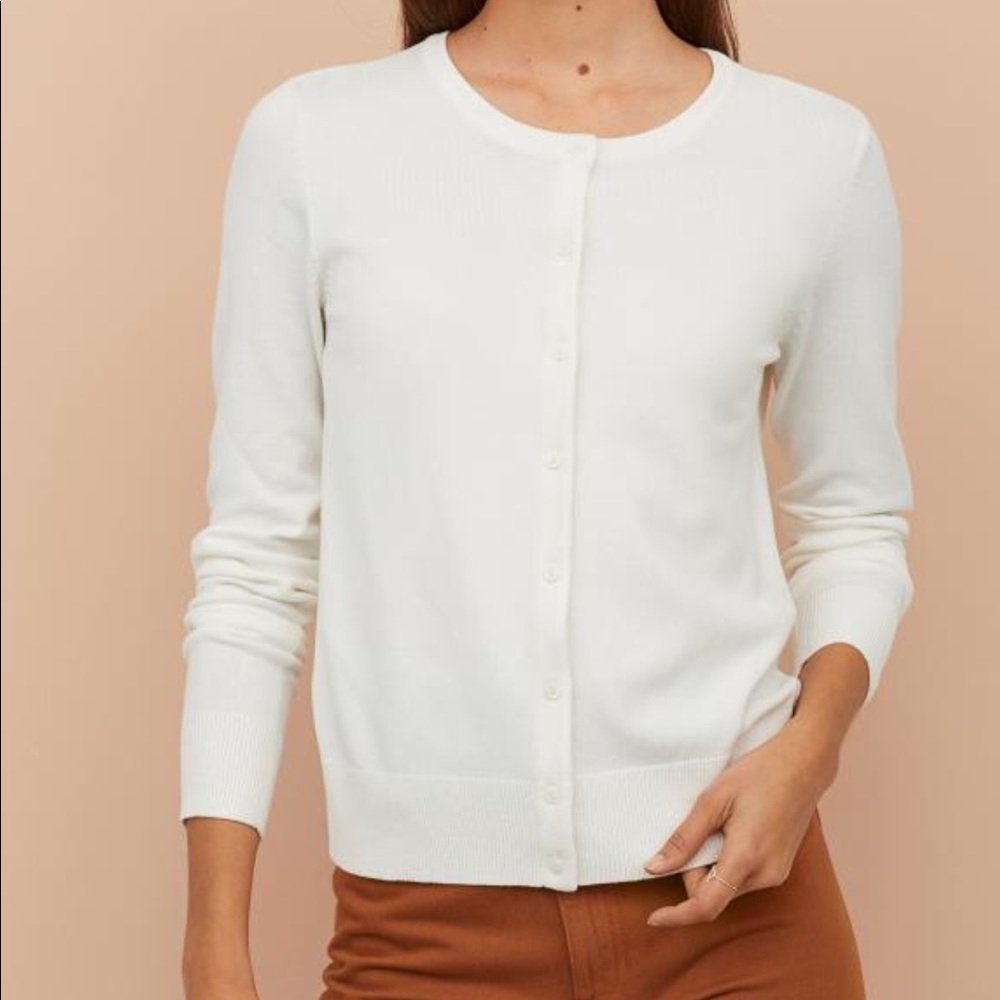 Casual white H&M button down cardigan